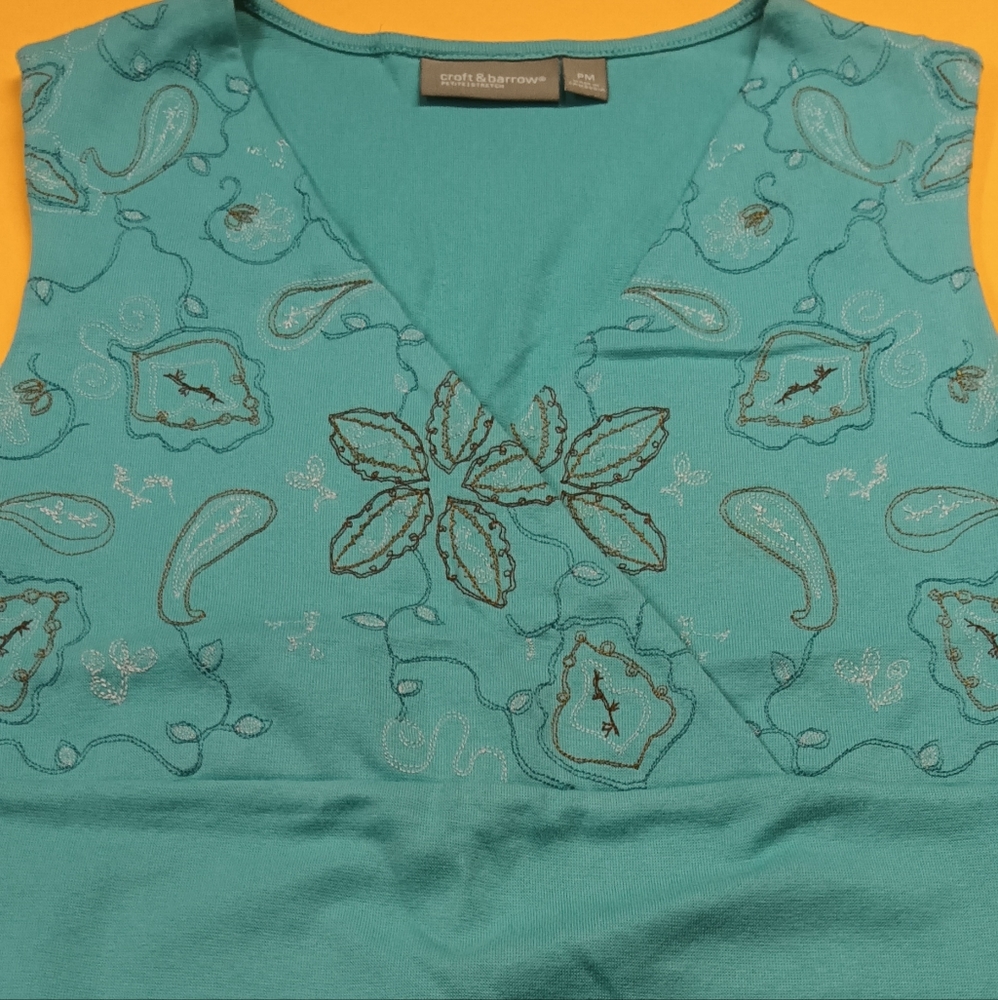 Croft & Barrow stretch tank top style petite medium, teal